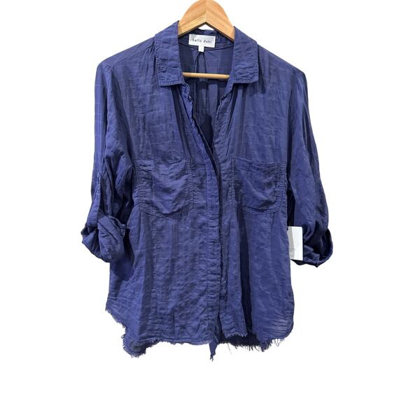 Bella Dahl Blue Windowpane Check Size Large - Picture 1 of 6